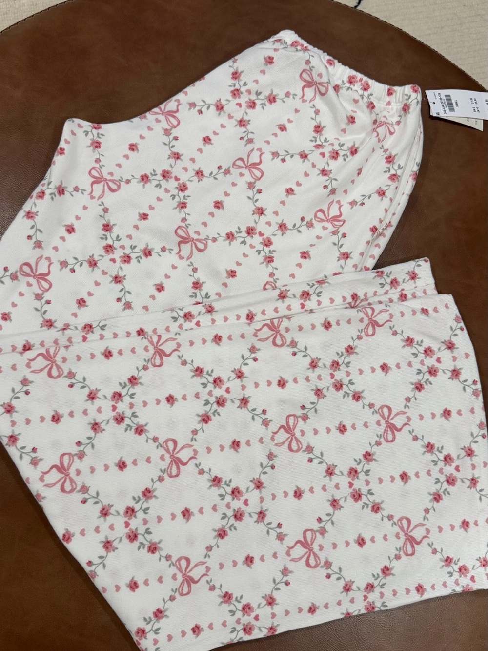 Holister Floral Bow Print pajama - White with Pink Floral NWT
